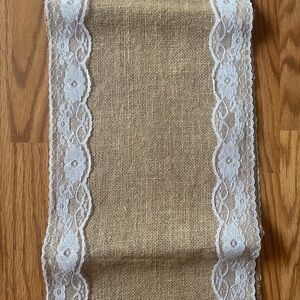 White Lace & Burlap Table Runners Set of 15